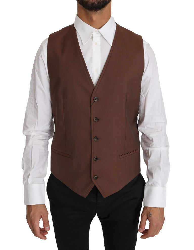 Gilet en Laine et Soie Marron Dolce & Gabbana