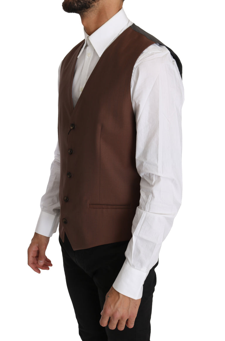 Gilet en Laine et Soie Marron Dolce & Gabbana