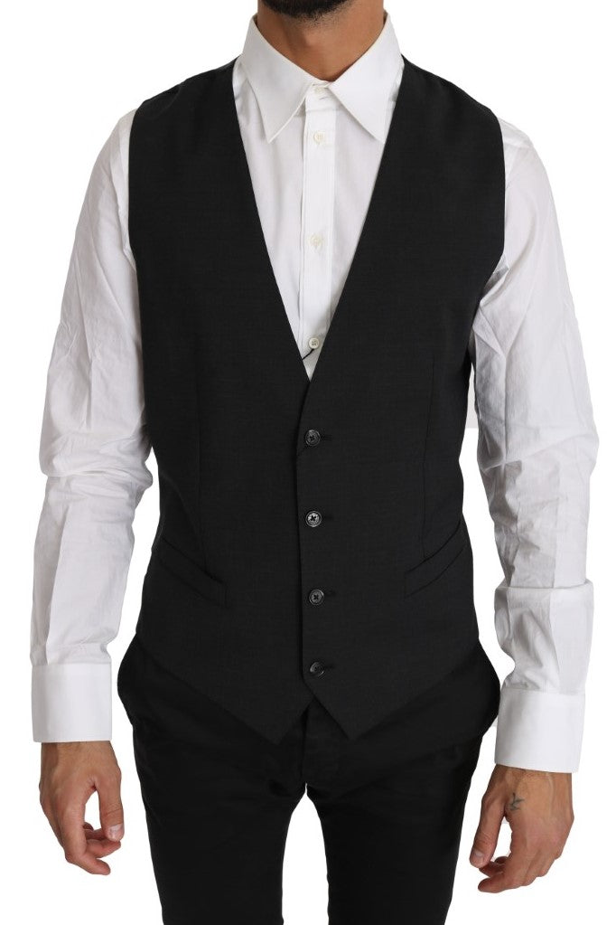Gilet gris uni Dolce & Gabbana 100 % laine