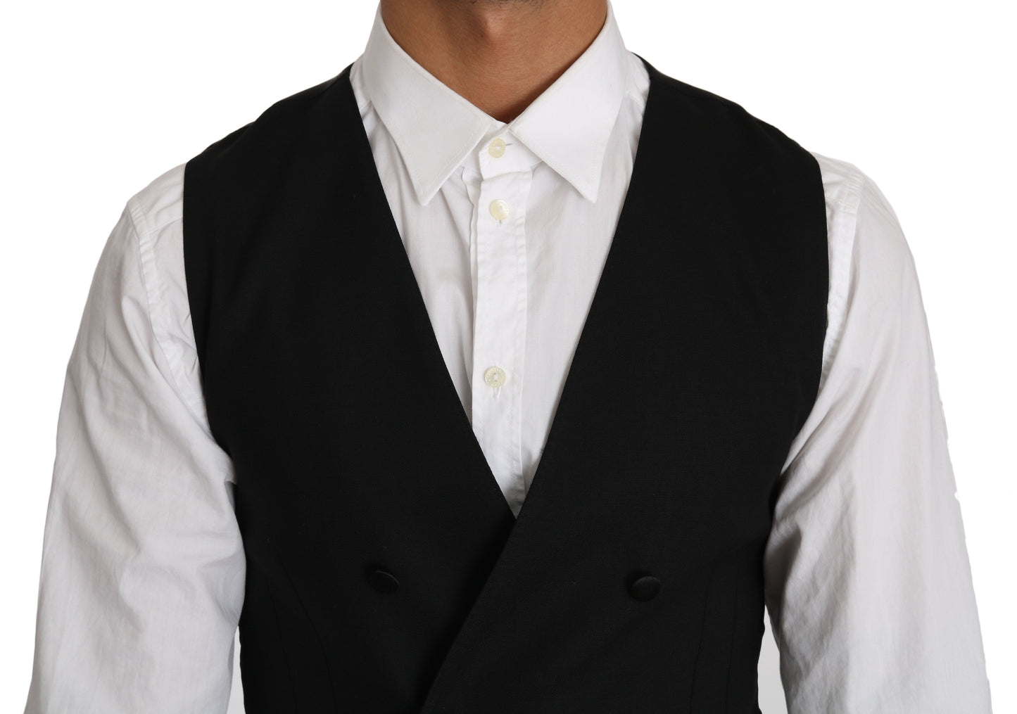 Gilet croisé gris en laine Dolce & Gabbana