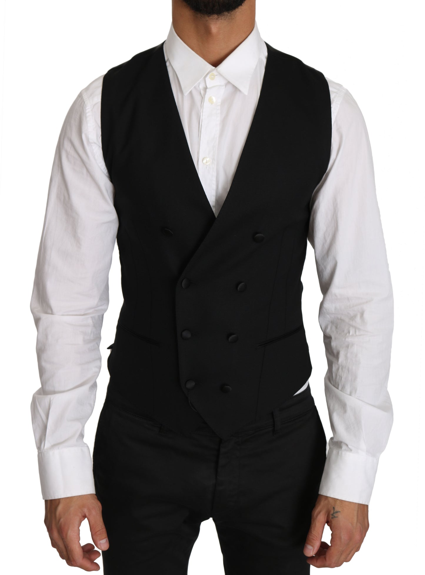Gilet croisé gris en laine Dolce & Gabbana