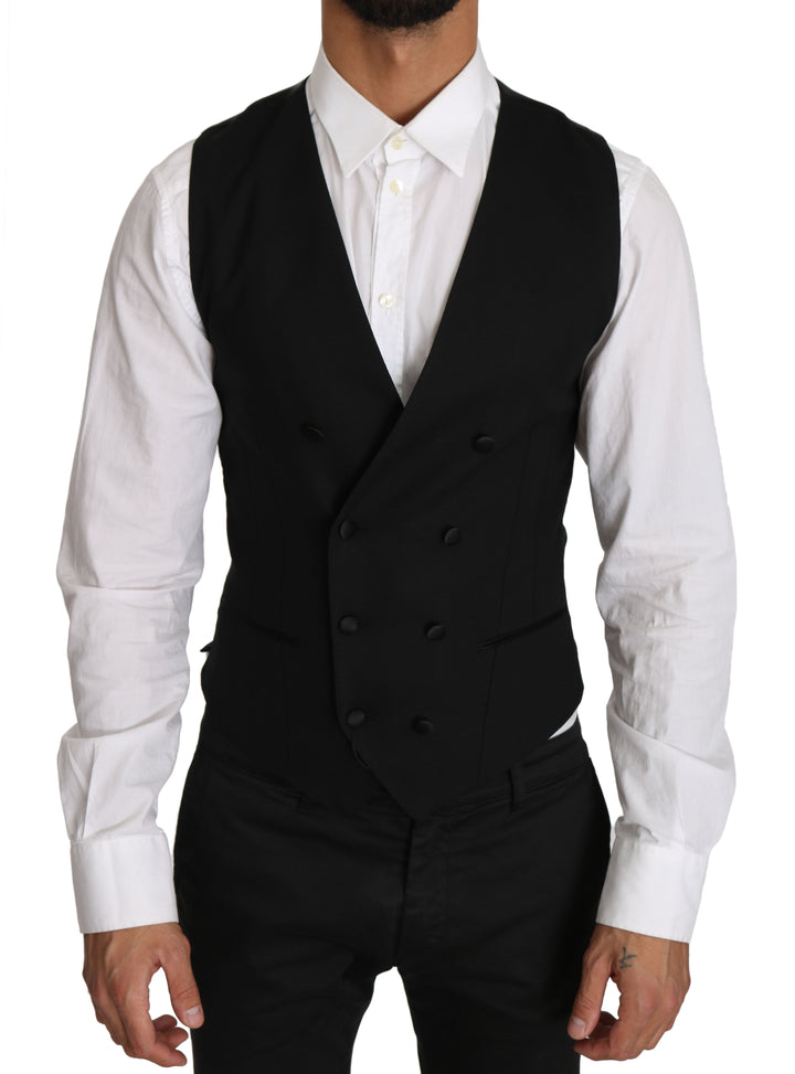 Gilet croisé gris en laine Dolce & Gabbana