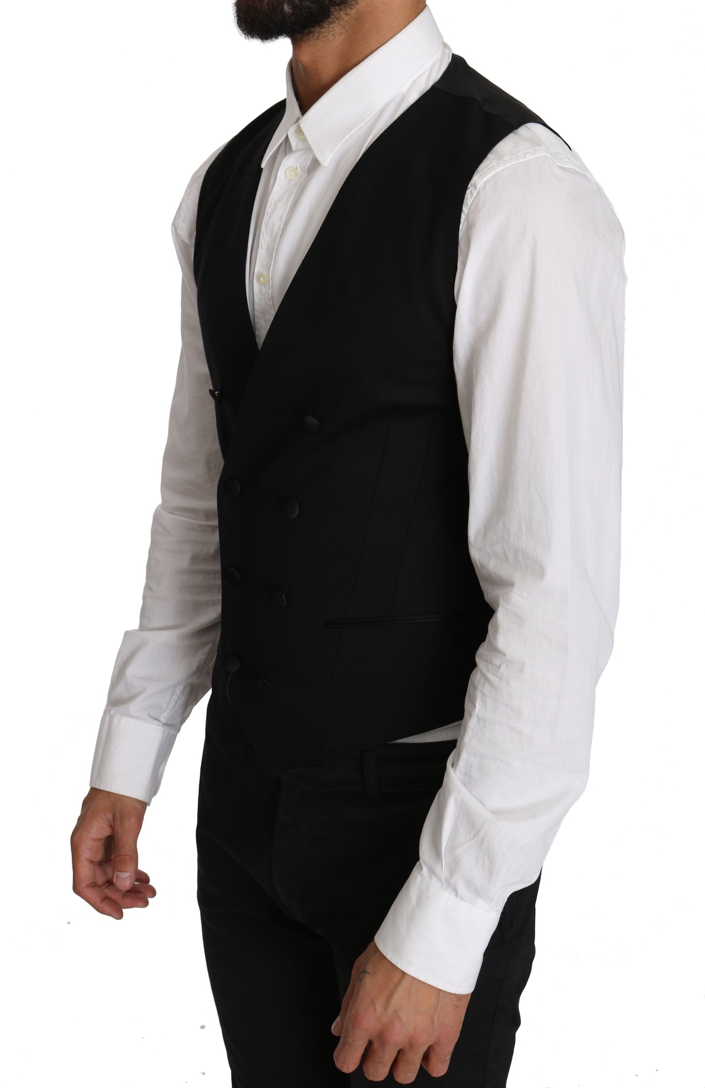 Gilet croisé gris en laine Dolce & Gabbana