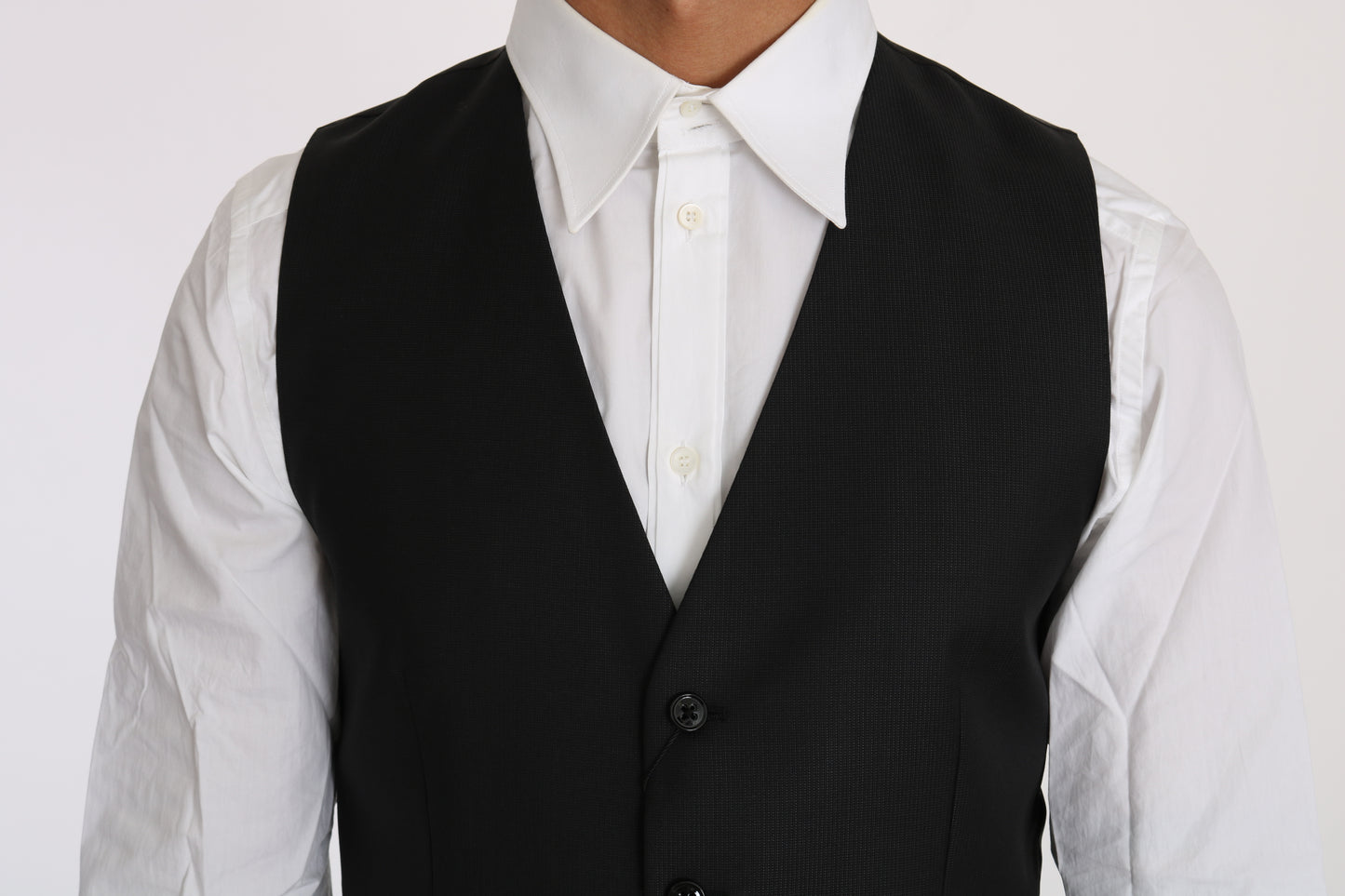 Gilet Dolce & Gabbana en Laine et Soie Noire Unie