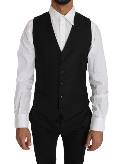 Gilet Dolce & Gabbana en Laine et Soie Noire Unie