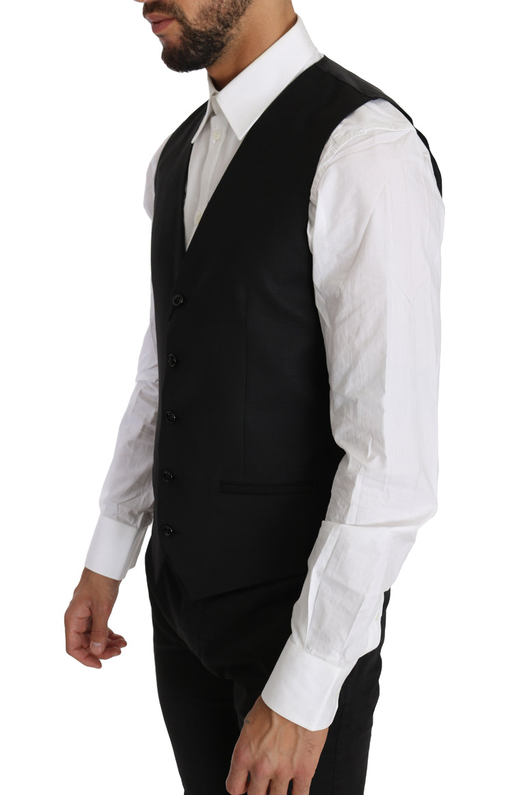 Gilet Dolce & Gabbana en Laine et Soie Noire Unie