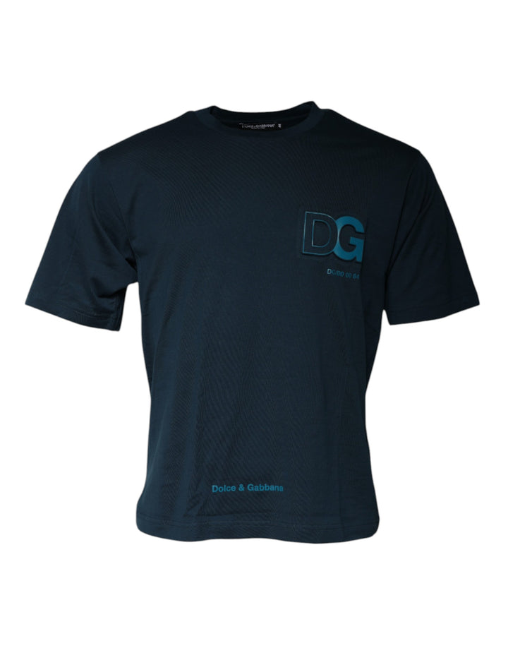 T-shirt Dolce & Gabbana col rond à manches courtes avec logo bleu