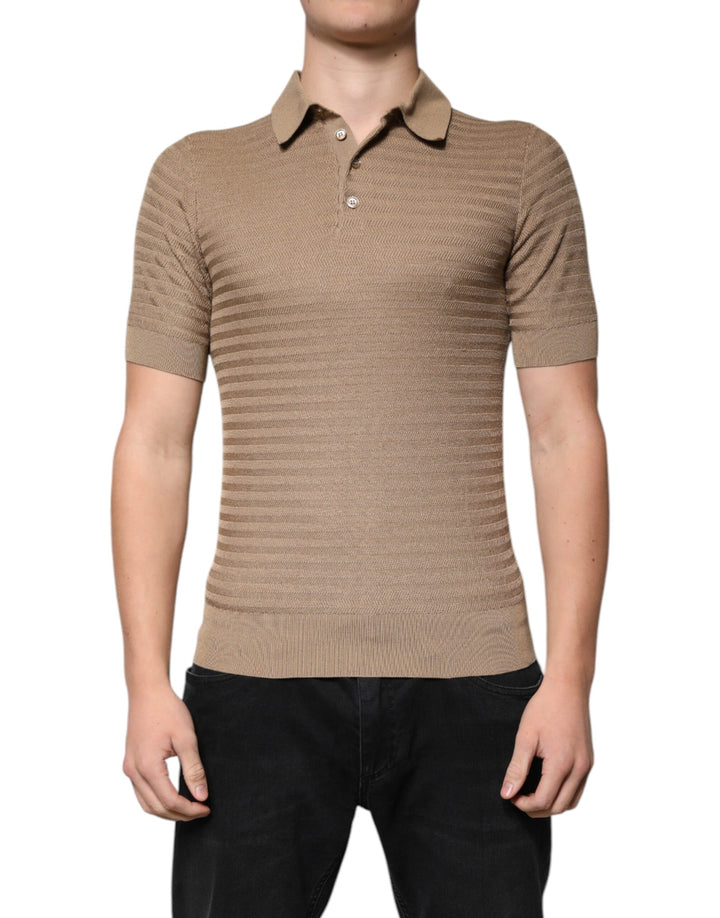 Polo à manches courtes Dolce & Gabbana marron à col
