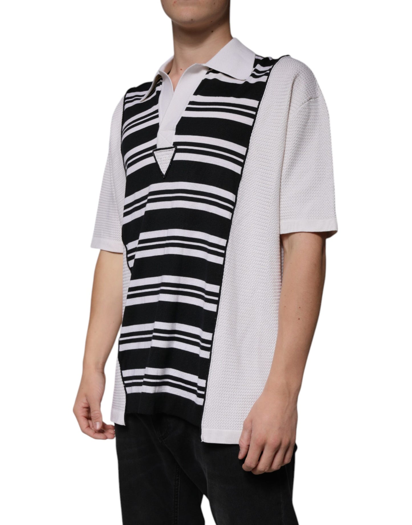 Polo Dolce & Gabbana Col rayures noires et blanches