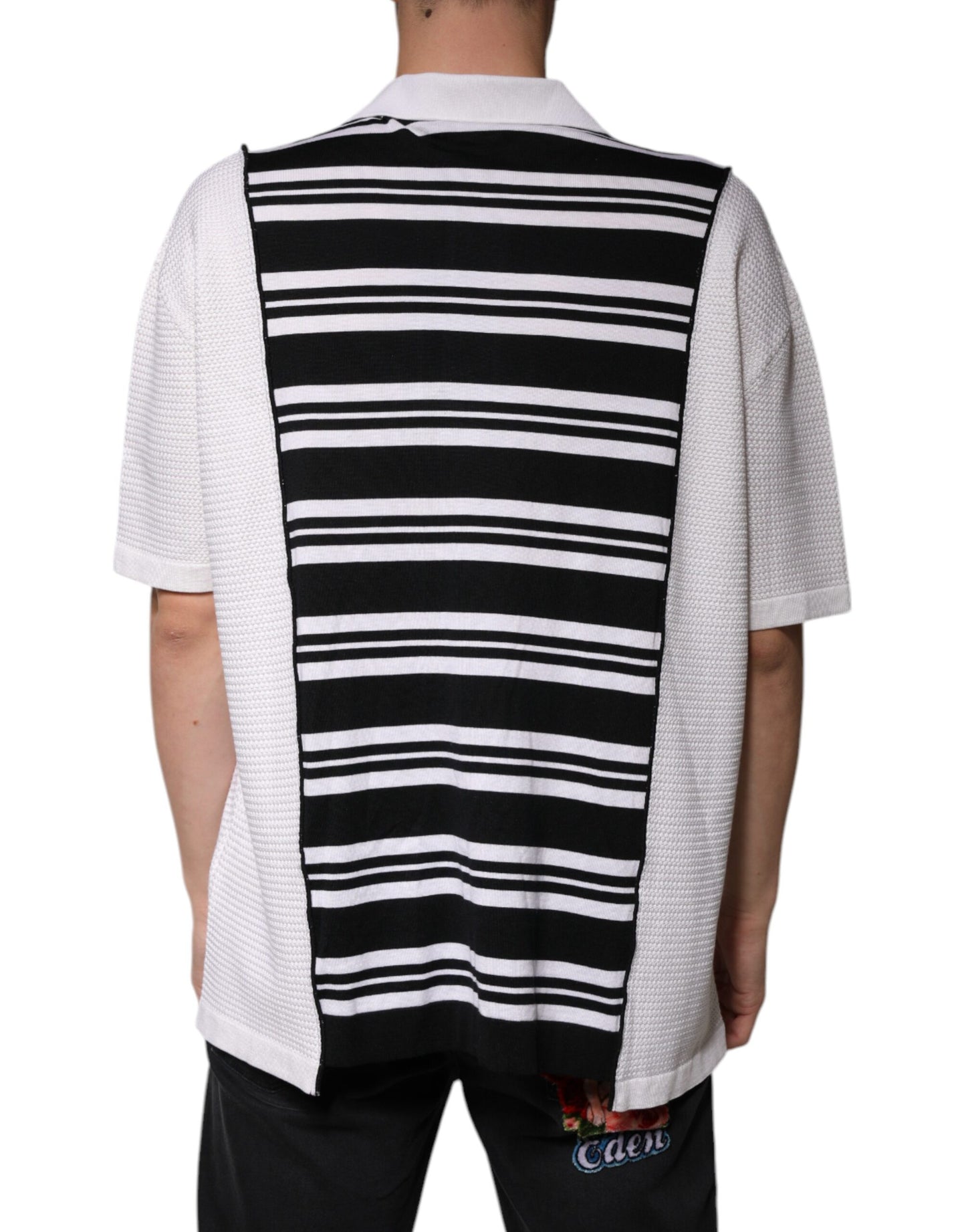 Polo Dolce & Gabbana Col rayures noires et blanches