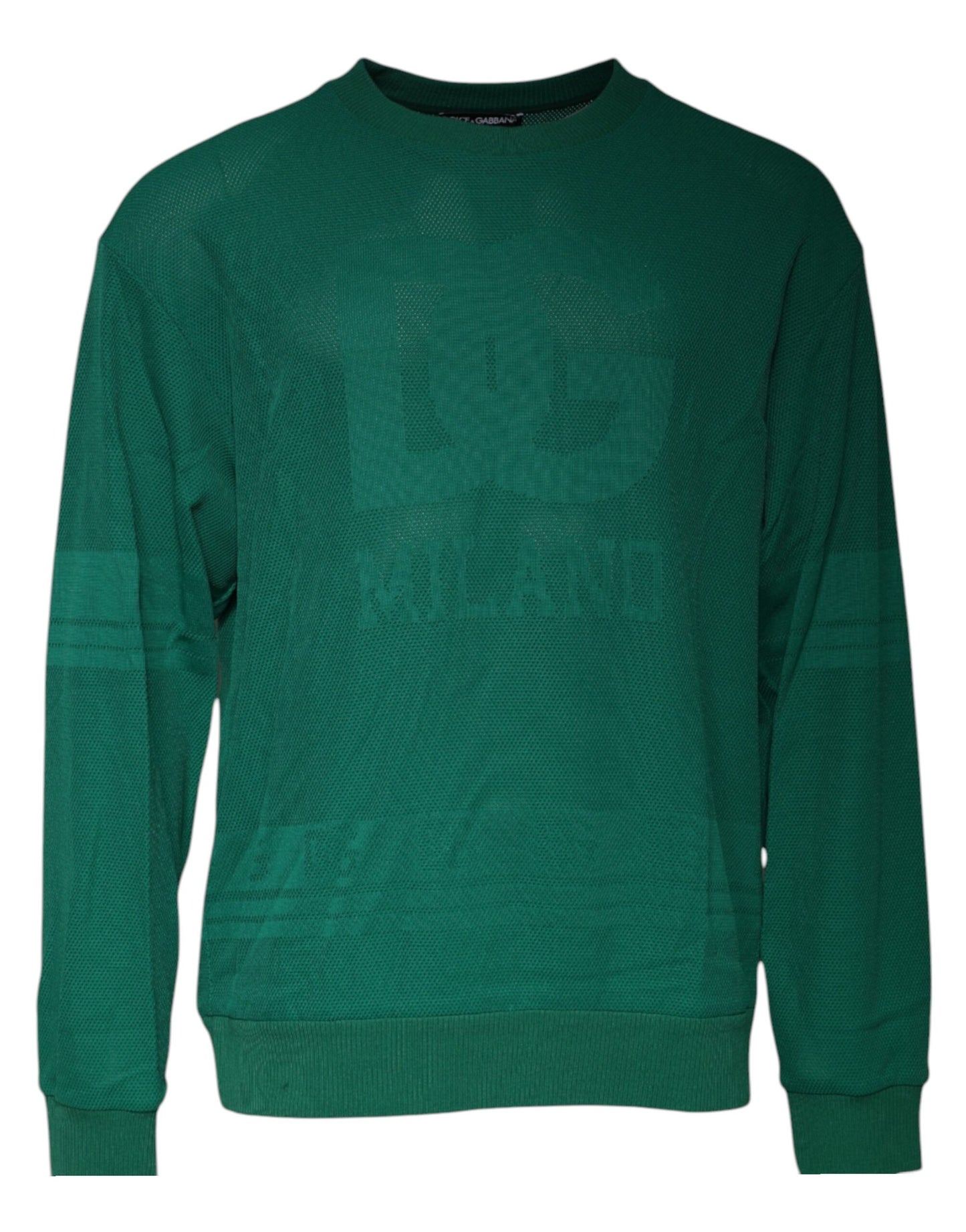 Pull ras-du-cou en nylon vert avec logo Dolce & Gabbana
