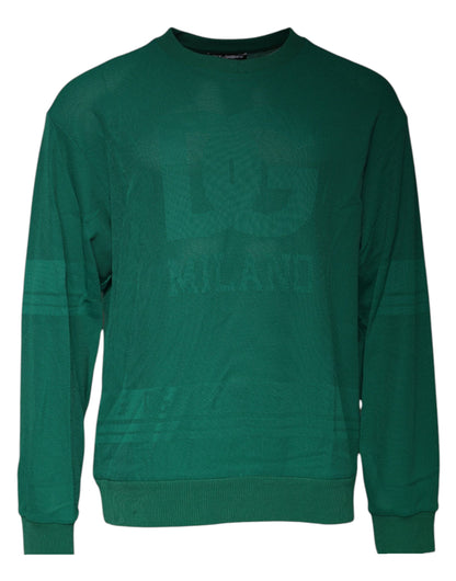 Pull ras-du-cou en nylon vert avec logo Dolce & Gabbana