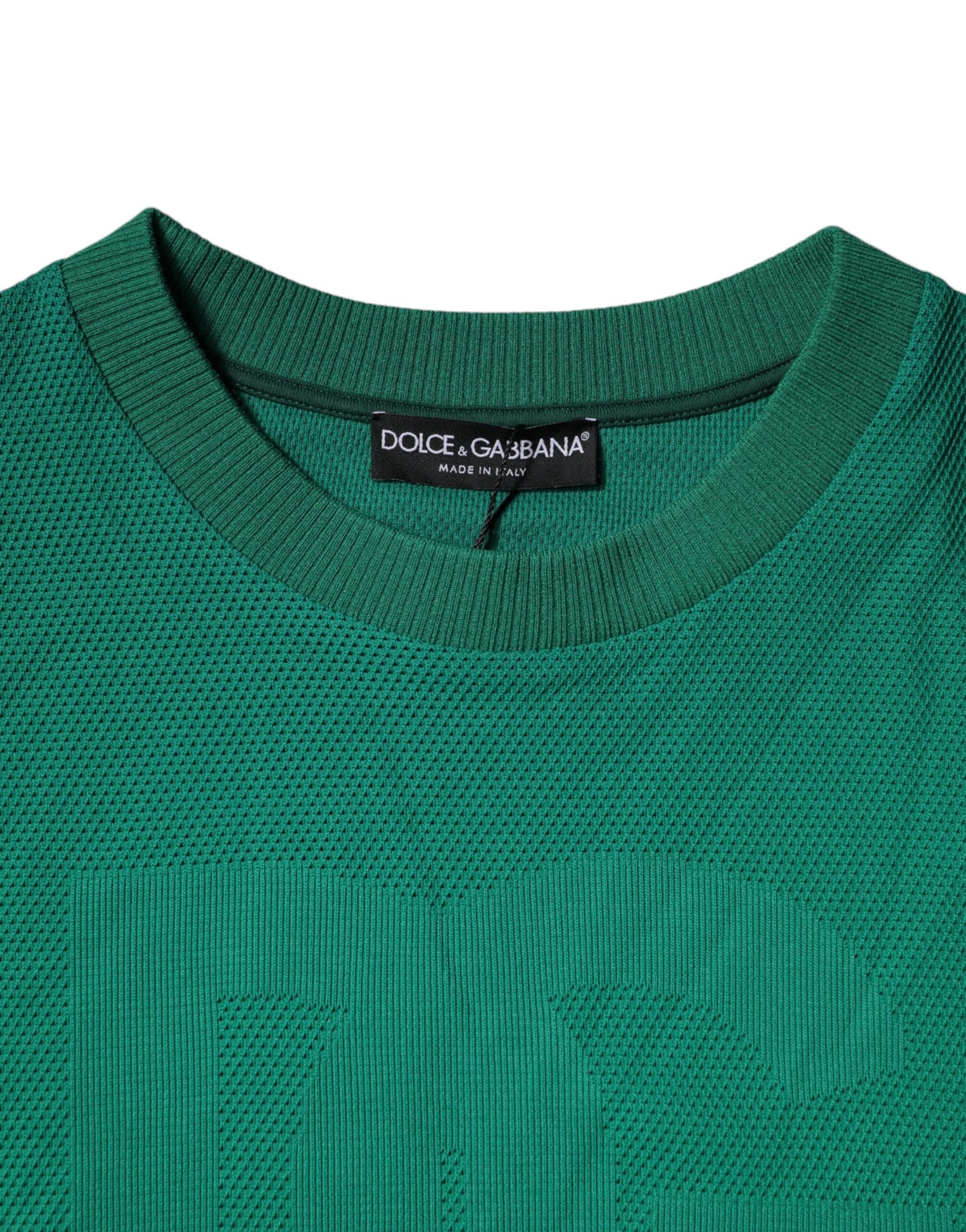Pull ras-du-cou en nylon vert avec logo Dolce & Gabbana