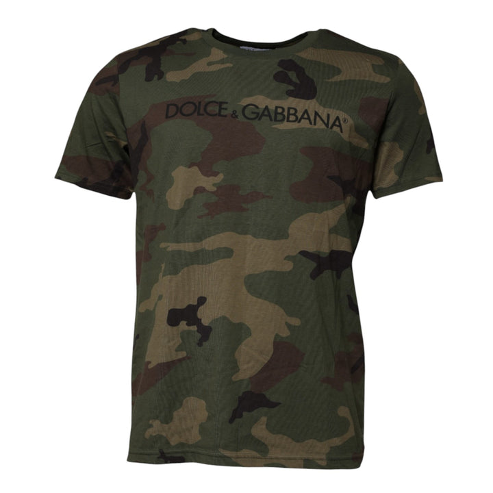 T-shirt Dolce & Gabbana en coton à col rond et imprimé camouflage multicolore