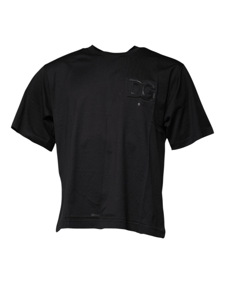 T-shirt Dolce & Gabbana en Coton Noir à Col Rond avec Logo DG Imprimé