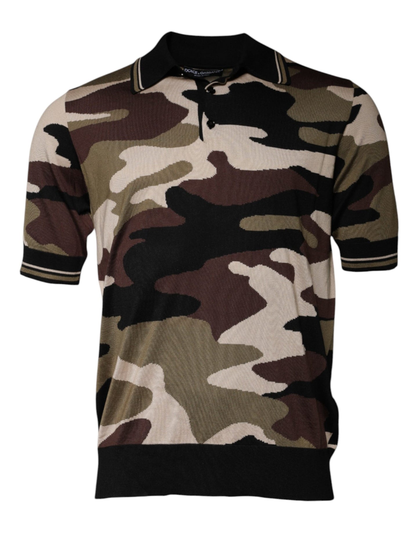 Polo de cuello con estampado de camuflaje multicolor de Dolce & Gabbana