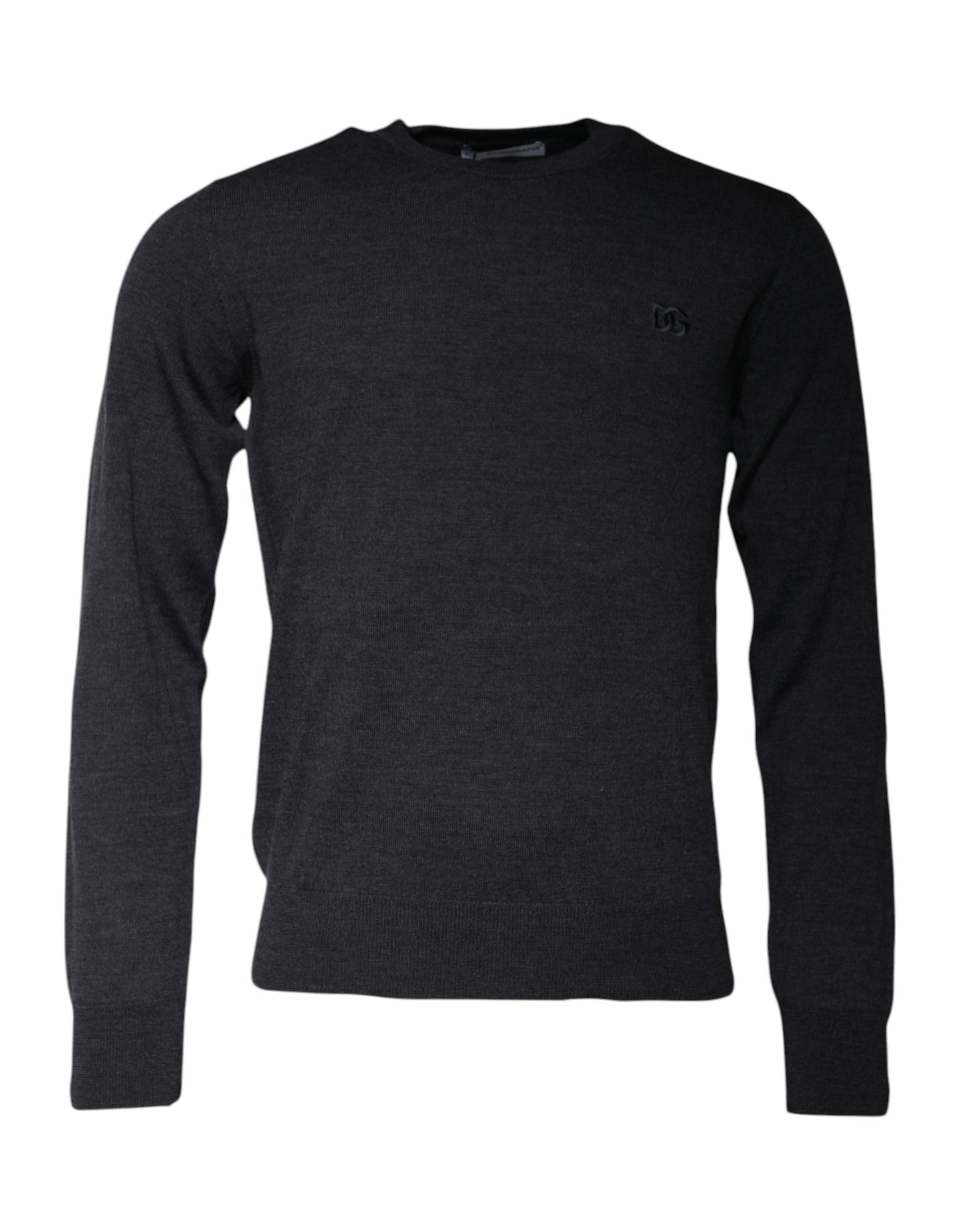 Pull Dolce & Gabbana gris foncé col rond avec logo DG
