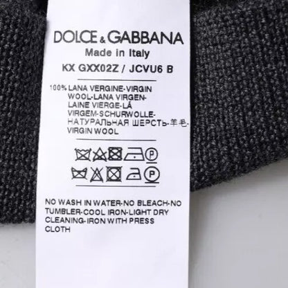 Pull Dolce & Gabbana gris foncé col rond avec logo DG