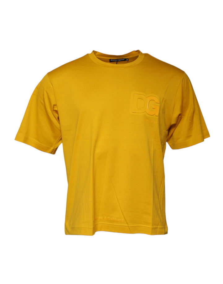 T-shirt Dolce & Gabbana jaune foncé à col rond et manches courtes avec logo