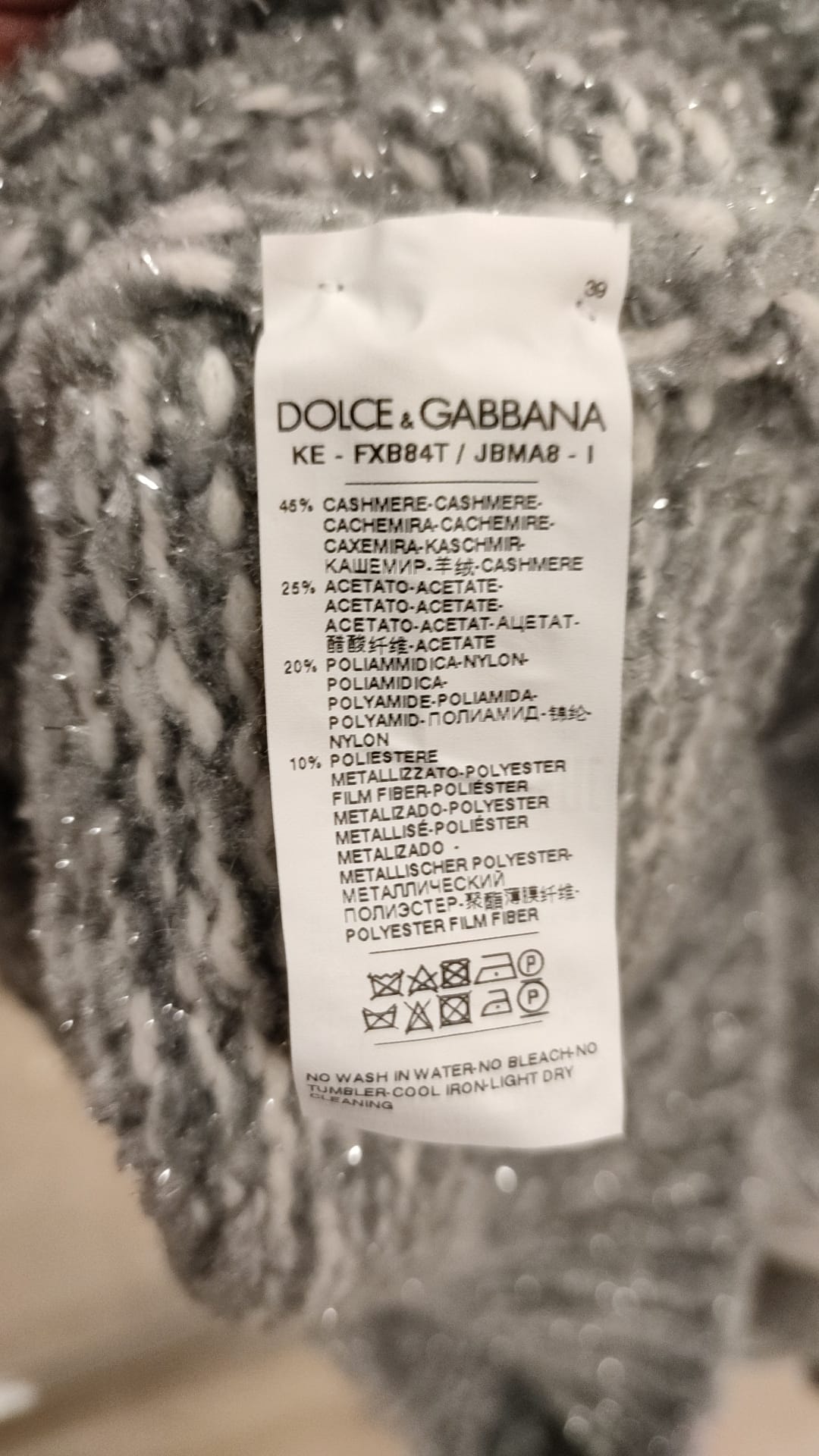 Suéter Dolce & Gabbana de cachemir gris con cuello alto