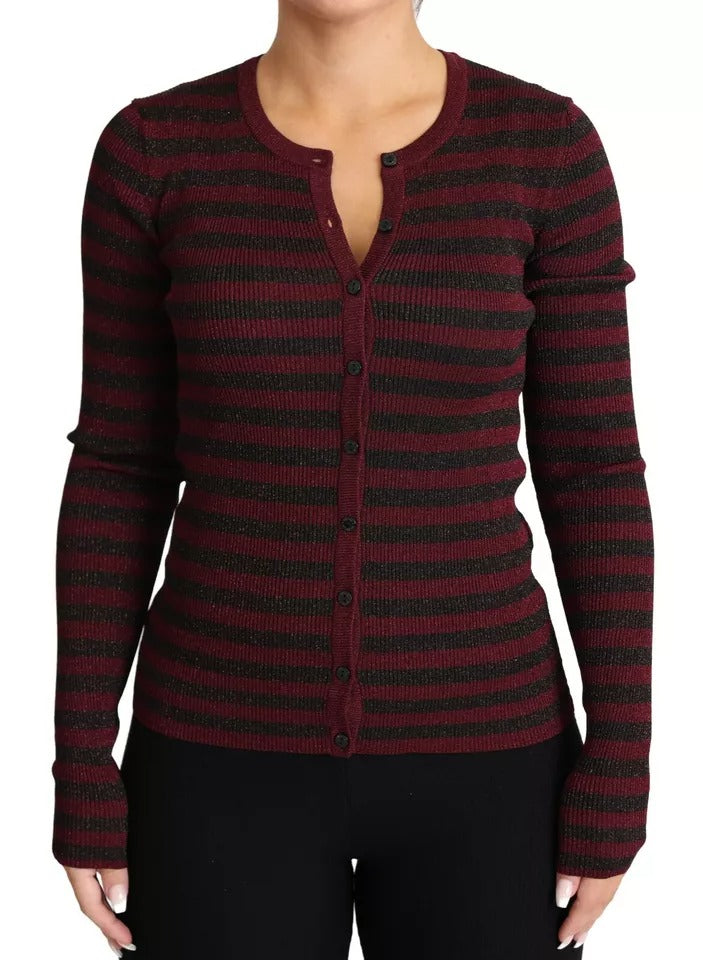 Gilet cardigan femme Dolce & Gabbana rayé noir et rouge