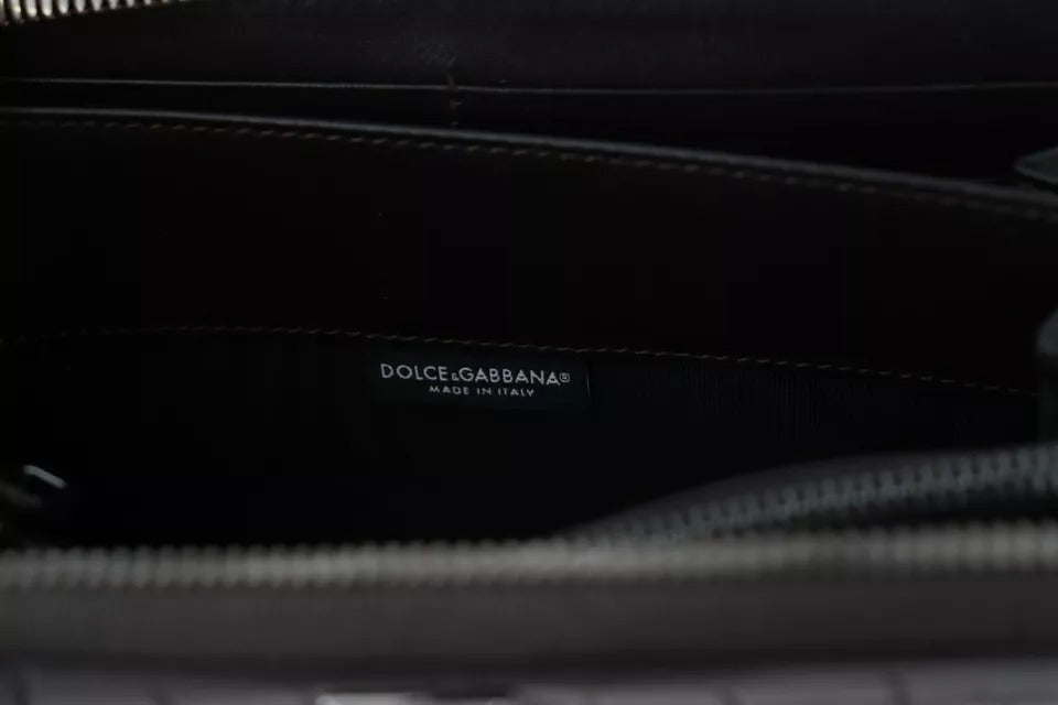 Dolce & Gabbana Cartera continental con cremallera de cuero exótico marrón