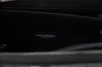 Dolce & Gabbana Cartera continental con cremallera de cuero exótico marrón