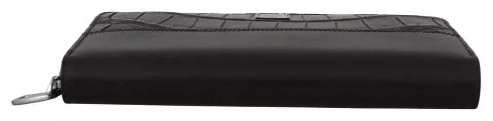 Dolce & Gabbana Cartera continental con cremallera de cuero exótico marrón