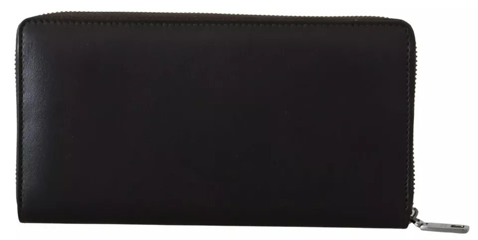 Dolce & Gabbana Cartera continental con cremallera de cuero exótico marrón