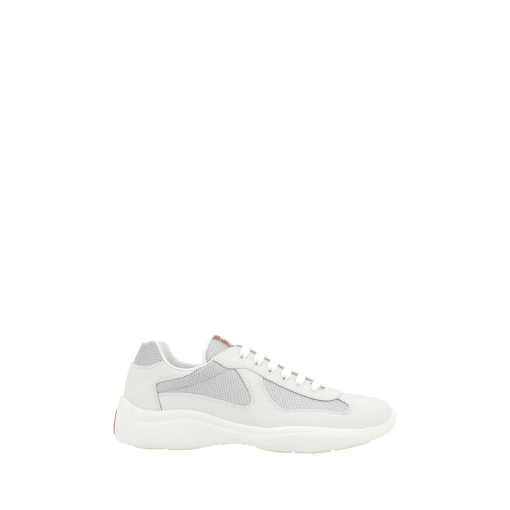 Prada White Calf Leather Bos Taurus Low Top Sneakers