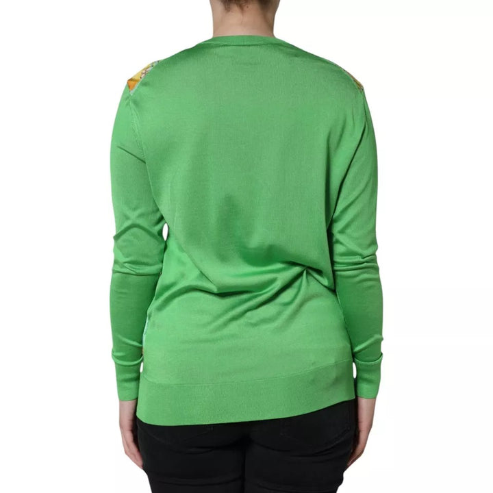 Pull Dolce & Gabbana en soie verte Granita Al Limone à manches longues