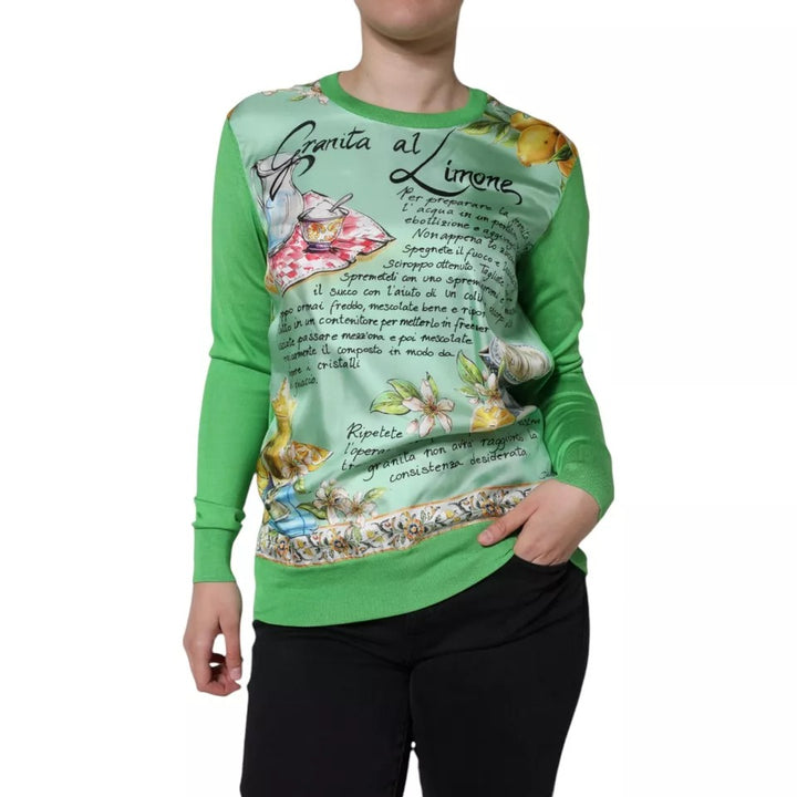 Pull Dolce & Gabbana en soie verte Granita Al Limone à manches longues