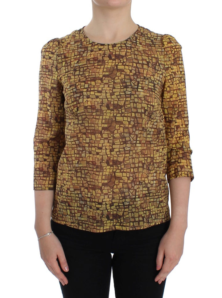 Camisa de seda con estampado de mosaico multicolor de Dolce & Gabbana
