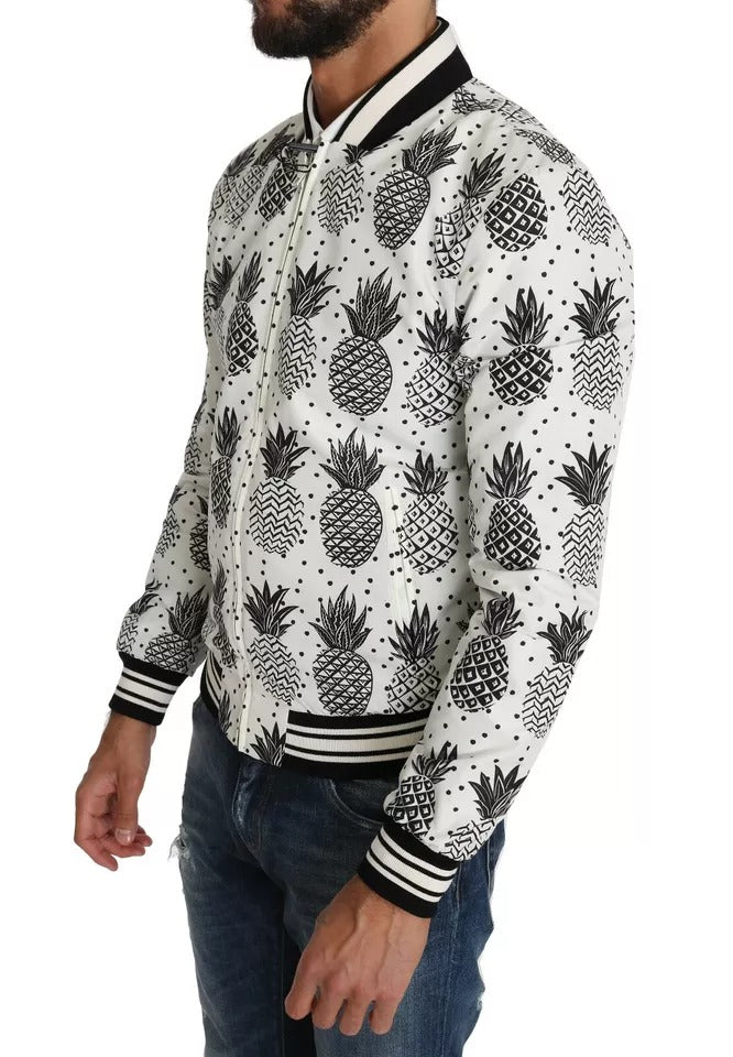 Dolce & Gabbana Blouson Bomber Ananas Blanc Noir