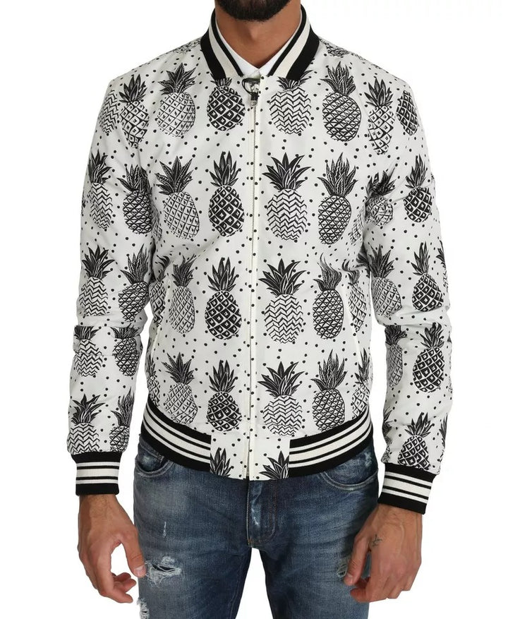 Dolce & Gabbana Blouson Bomber Ananas Blanc Noir