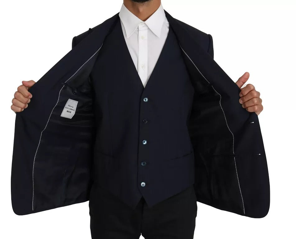Dolce & Gabbana Chaleco Blazer de Lana Azul MARTINI de 2 Piezas