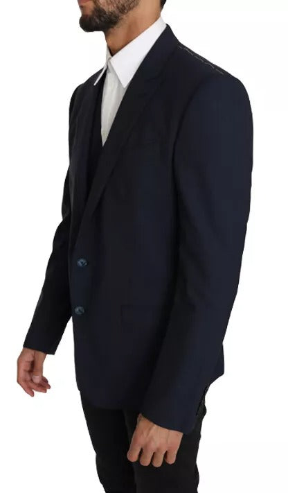 Dolce & Gabbana Chaleco Blazer de Lana Azul MARTINI de 2 Piezas
