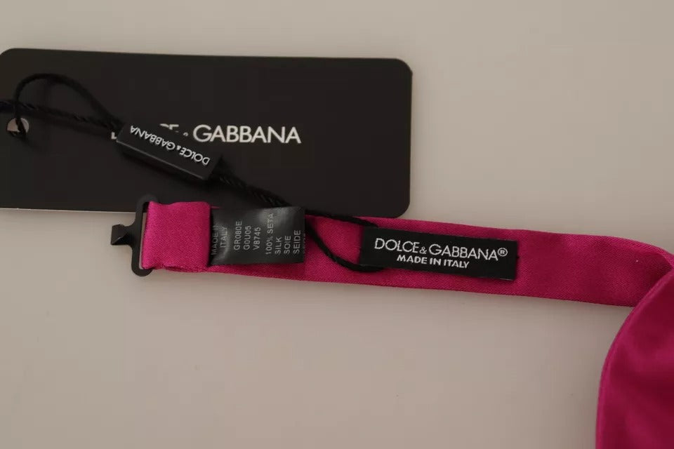 Nœud papillon réglable Dolce & Gabbana rose 100 % soie pour homme