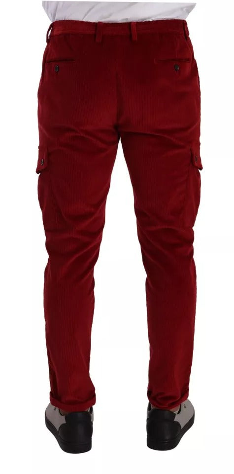 Pantalon skinny cargo en velours côtelé rouge de Dolce & Gabbana