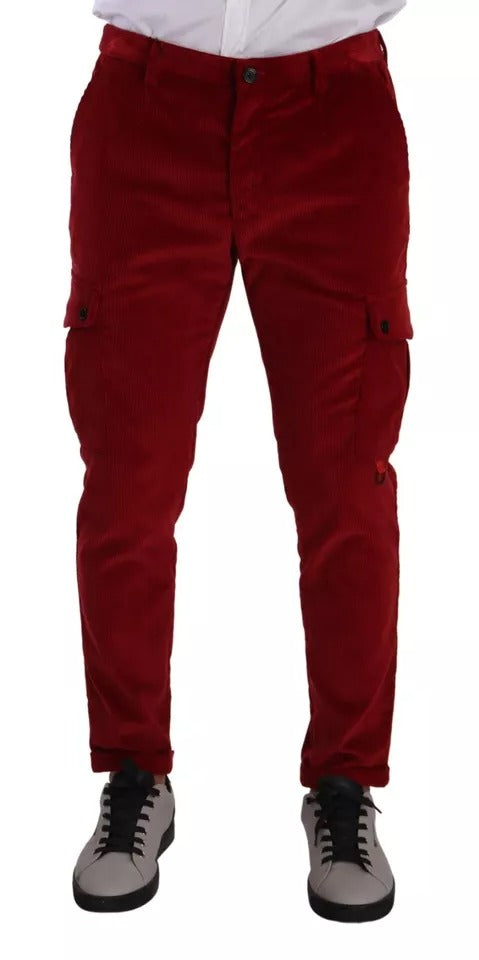 Pantalon skinny cargo en velours côtelé rouge de Dolce & Gabbana