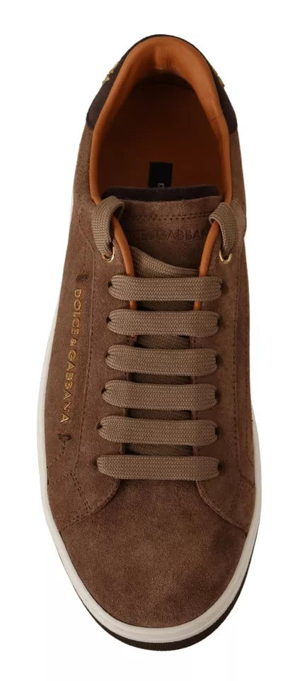 Zapatillas bajas de ante marrón con logo Dolce & Gabbana para hombre