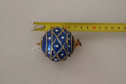 Boucles d'oreilles pendantes Dolce & Gabbana en laiton doré, boule de Noël bleue et cristaux
