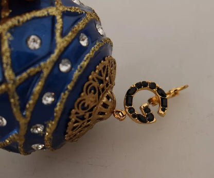 Boucles d'oreilles pendantes Dolce & Gabbana en laiton doré, boule de Noël bleue et cristaux