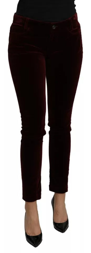 Pantalón elástico ajustado Dolce & Gabbana de terciopelo burdeos