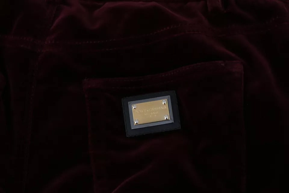 Pantalón elástico ajustado Dolce & Gabbana de terciopelo burdeos