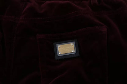 Pantalón elástico ajustado Dolce & Gabbana de terciopelo burdeos