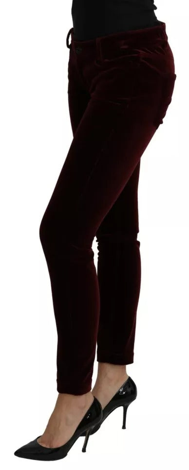 Pantalón elástico ajustado Dolce & Gabbana de terciopelo burdeos