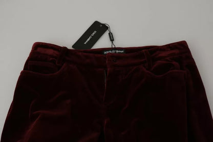 Pantalón elástico ajustado Dolce & Gabbana de terciopelo burdeos
