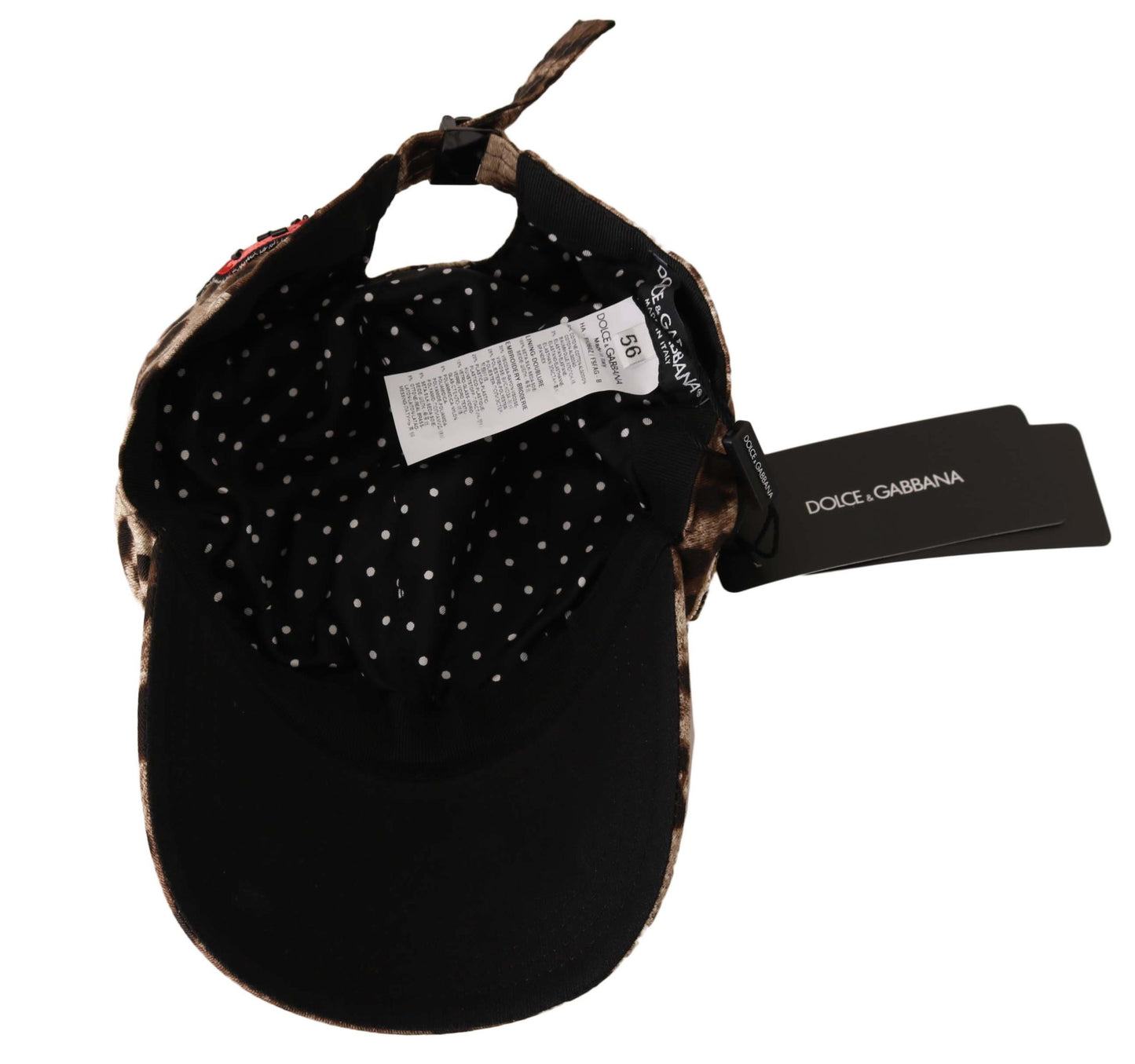 Casquette de baseball Dolce & Gabbana léopard marron à sequins avec applique Sicily