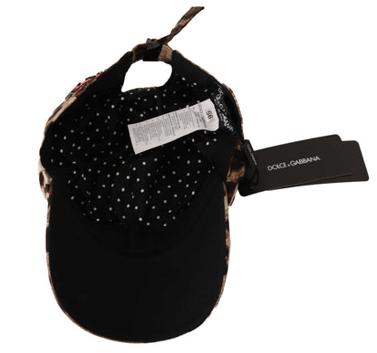 Casquette de baseball Dolce & Gabbana léopard marron à sequins avec applique Sicily